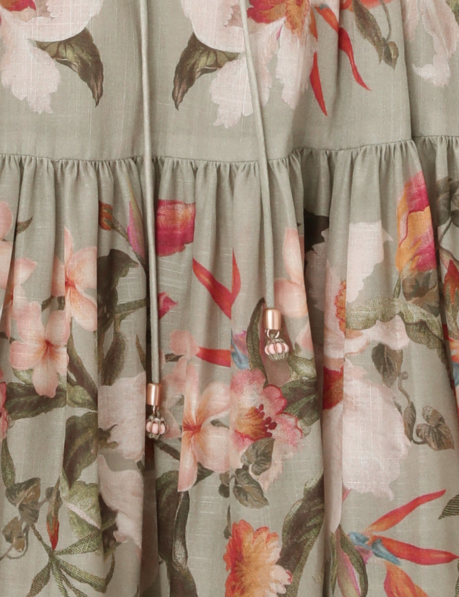 Lexi Billow Mini Dress - Sage Palm