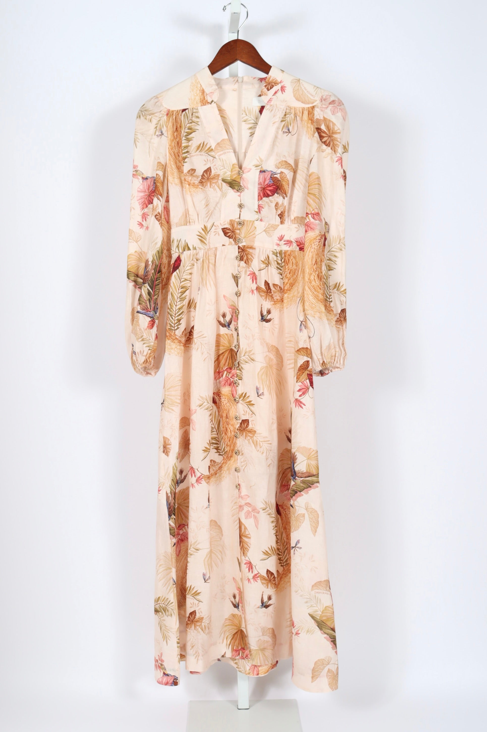 オールインワン・サロペット Zimmermann Plunge' Low-Cut Linen Dress In 'Cream Palm Lucky Lace Plunge Midi Dress Cream Bouquet Floral Online
