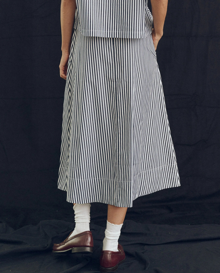 The Field Skirt - Navy Studio Stripe