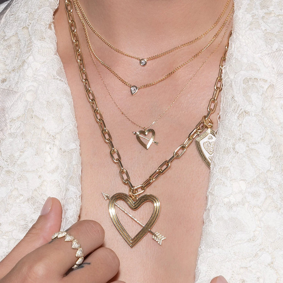 Pear Bezel Set Lab Grown Diamond Necklace - 14K Yellow Gold