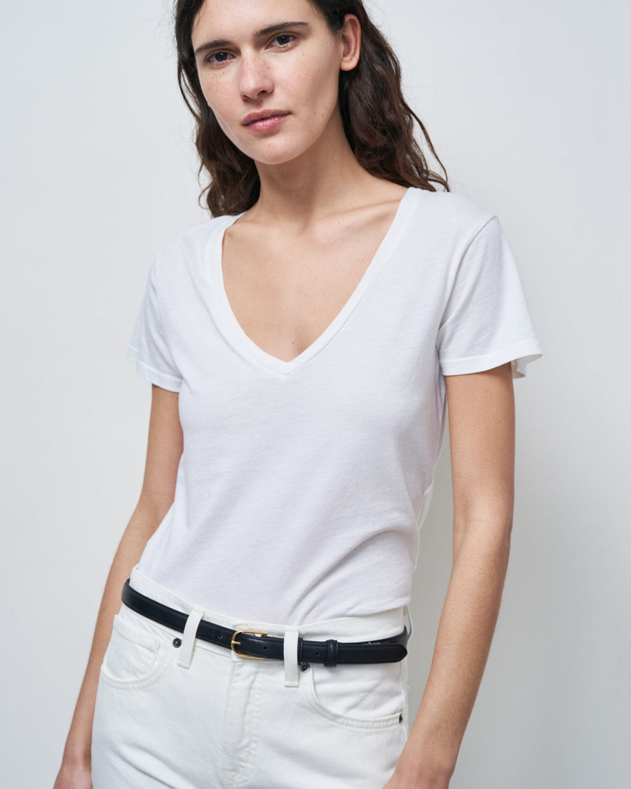 Carol V-Neck Tee Shirt - White