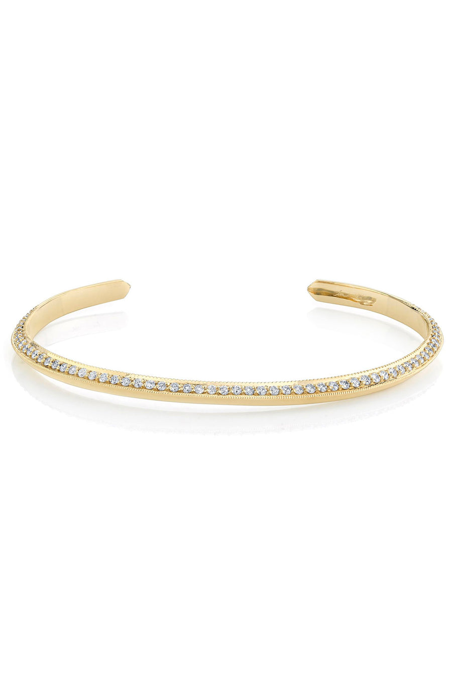 Single Sided Pave Knife Edge Cuff - 18K Yellow Gold