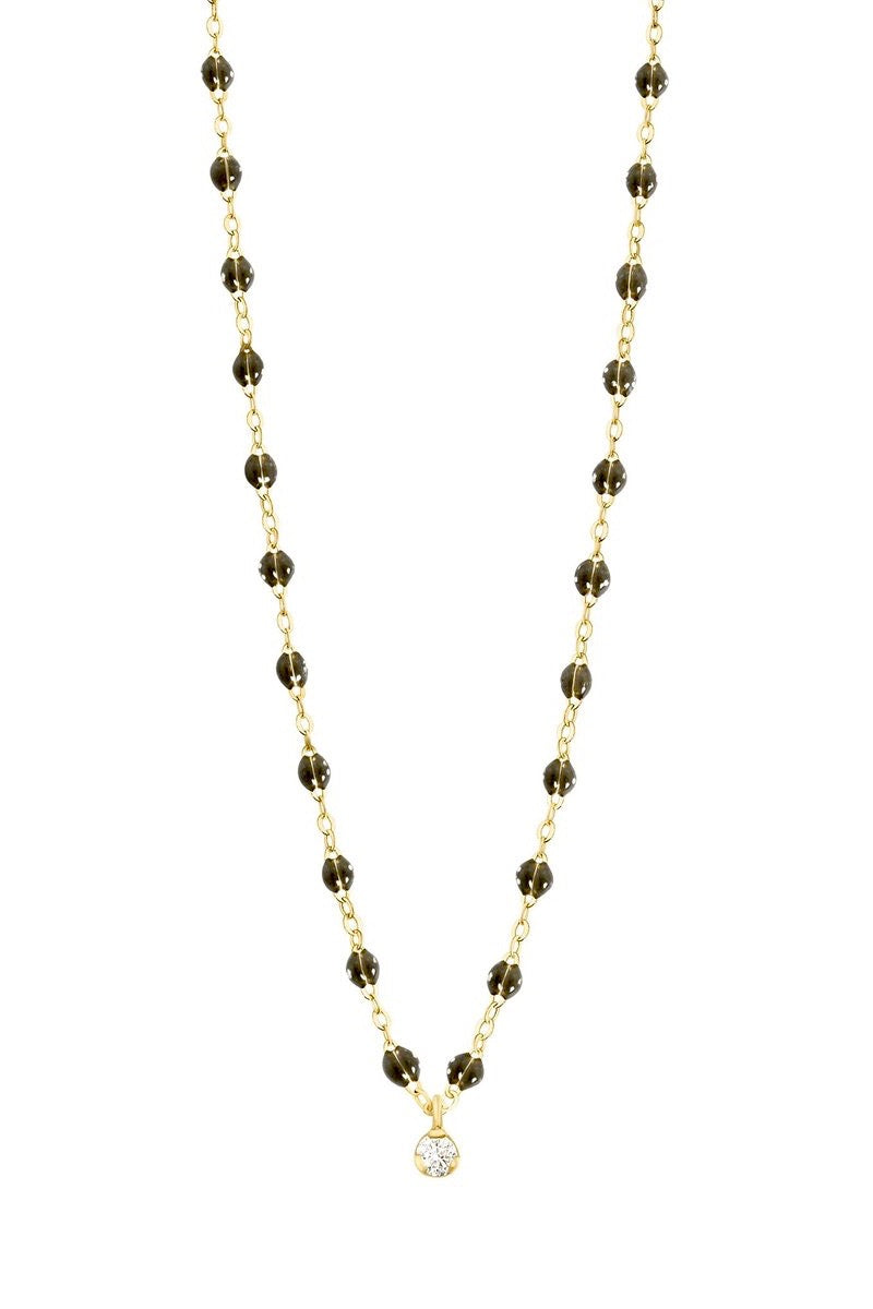 16.5" Gigi Supreme Classic 1 Diamond Necklace - Black + Yellow Gold