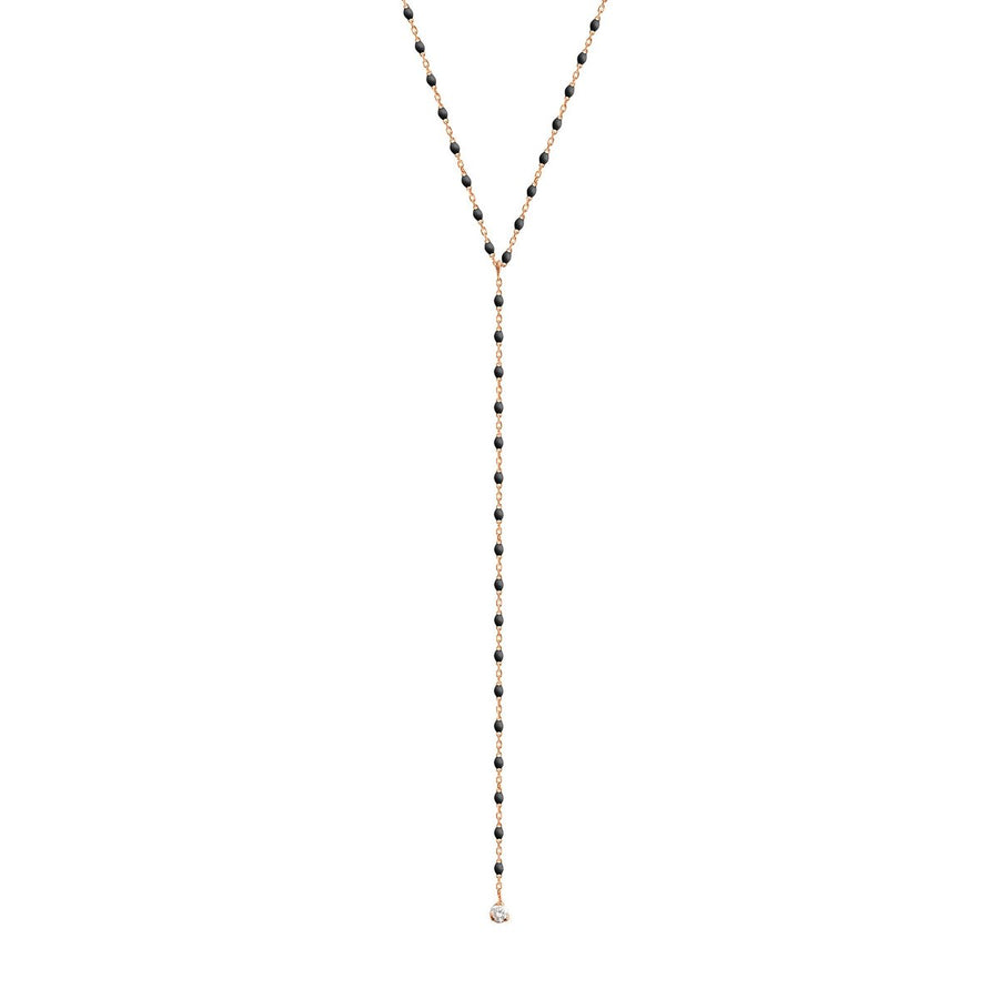19.7" Mini Party Y Necklace - BLACK + YELLOW GOLD