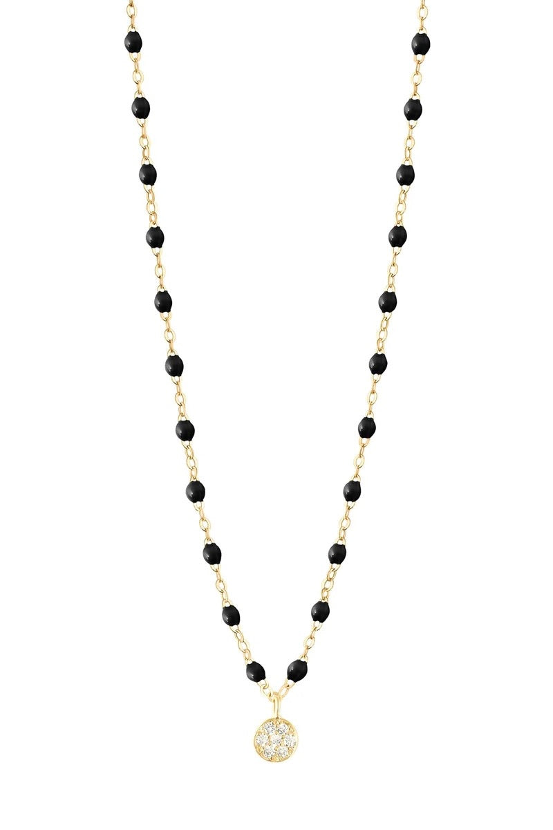 16.5" Classic Puce Necklace - Black + Yellow Gold
