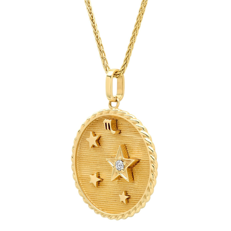 Large Gold Zodiac Necklace - Sagittarius on 18” chain (Other Signs by Special Order)