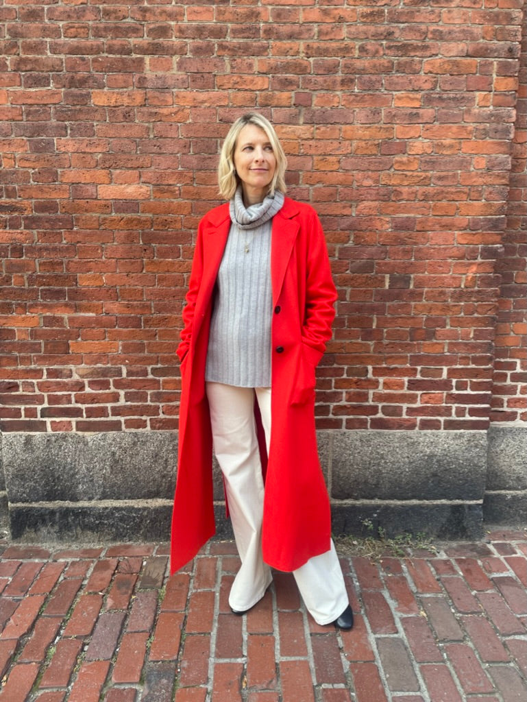 Long Boxy Coat - Red