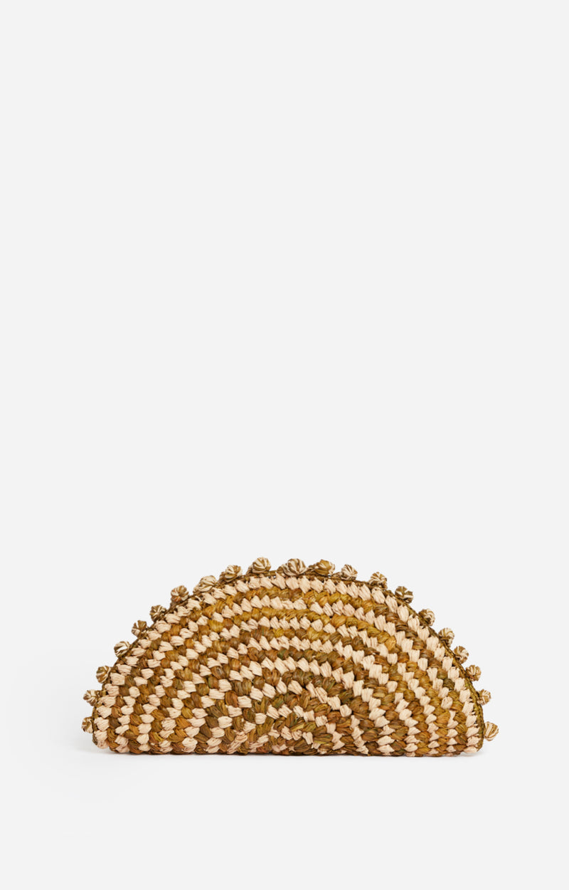 Raffia Clutch Bag - Green