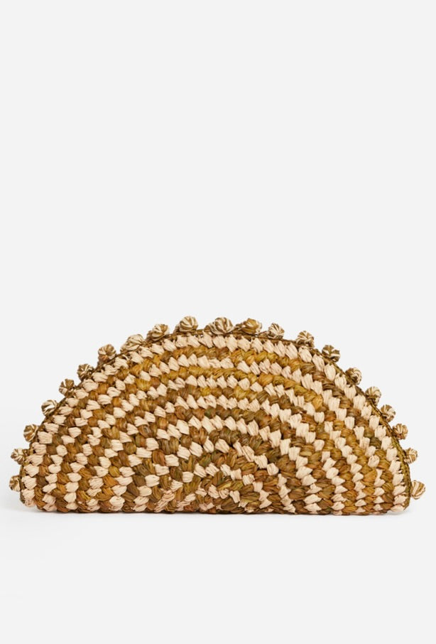 Raffia Clutch Bag - Green