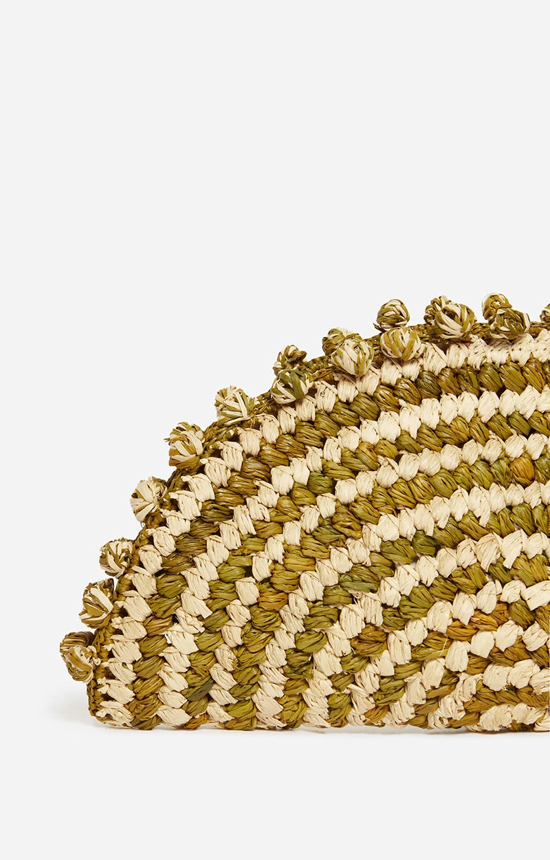 Raffia Clutch Bag - Green