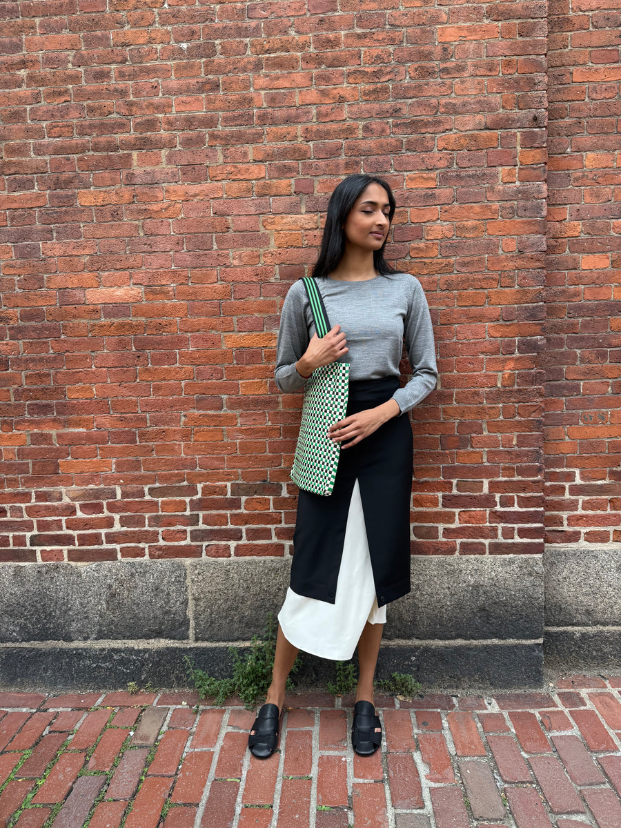 Carryall Tote - Green Apple Multi Woven Checker