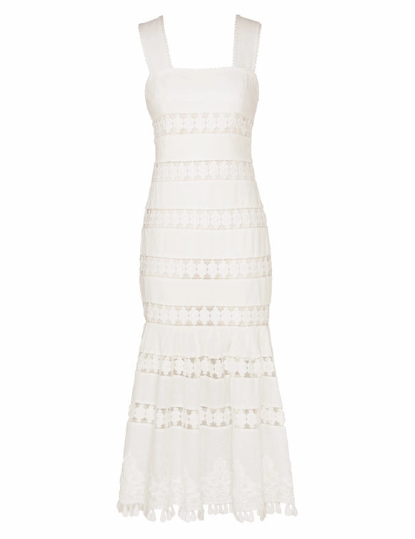 Pop Trimmed Midi Dress - Ivory