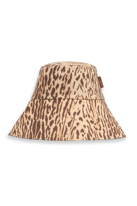 Printed Reversible Bucket Hat - Tan Leopard