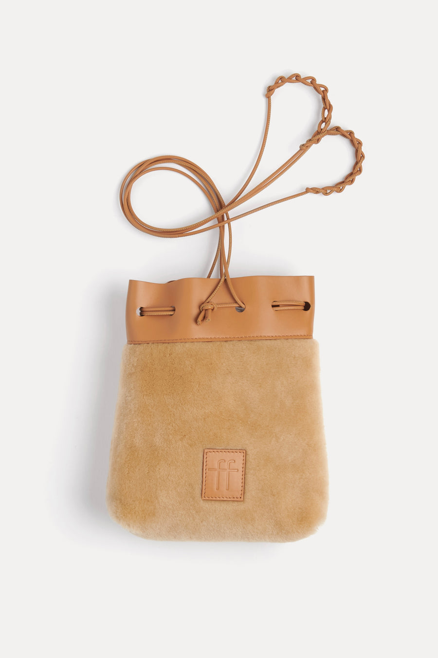 14207_My Bag - Sheepskin Flat Small Bucket Bag - Cream
