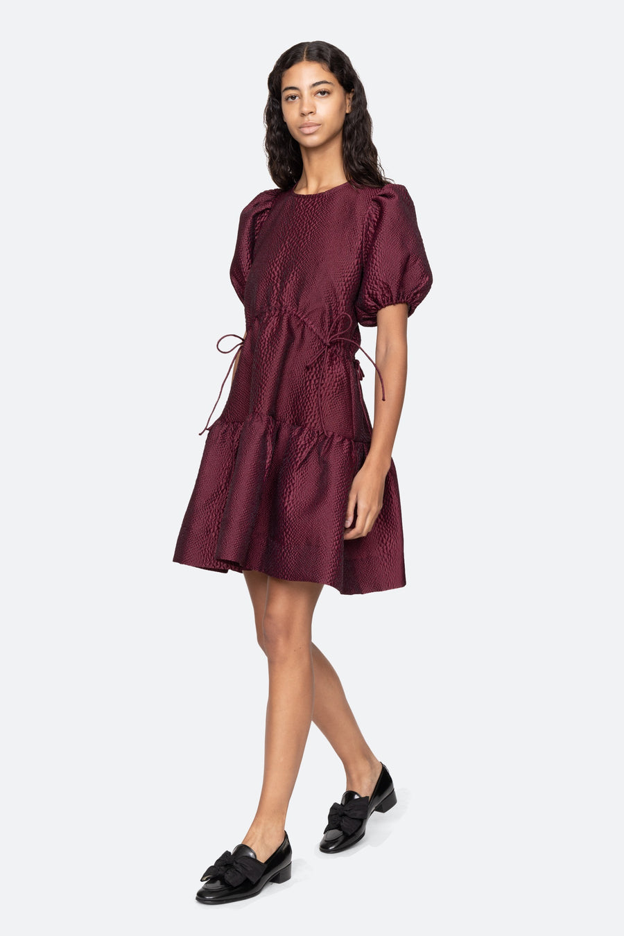 Fayetta Embossed Dress - Burgundy