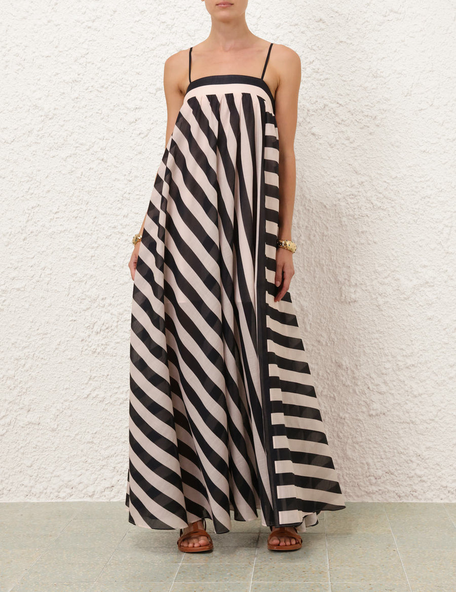 Maxine Stripe Maxi Dress - Black/Cream