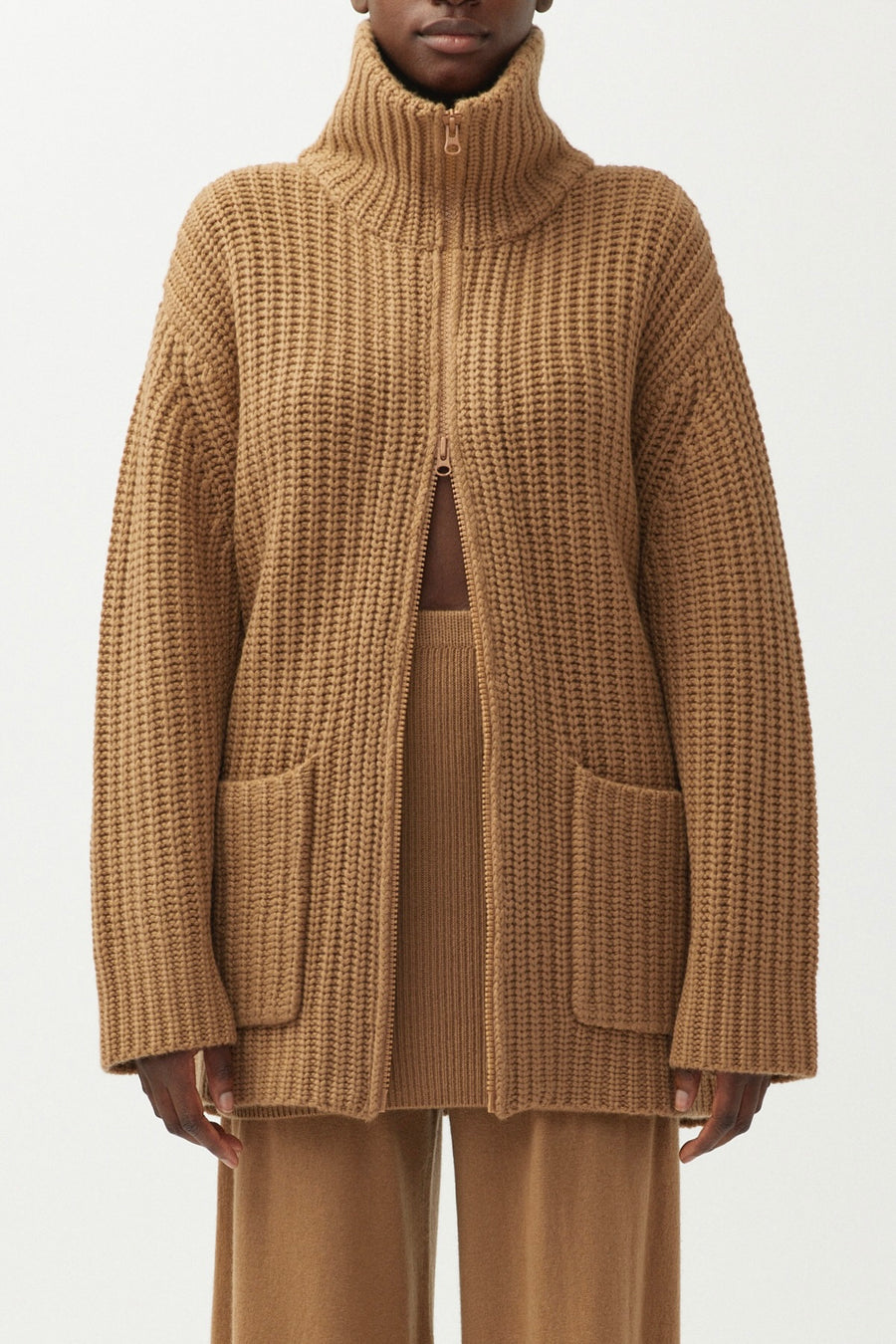 Majken Zip Cardigan Coat - Sand