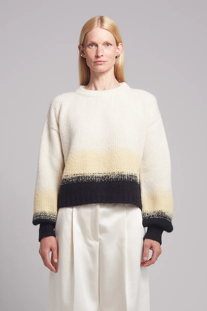 Sonia Color-Block Sweater - Ivory/Butter/Black