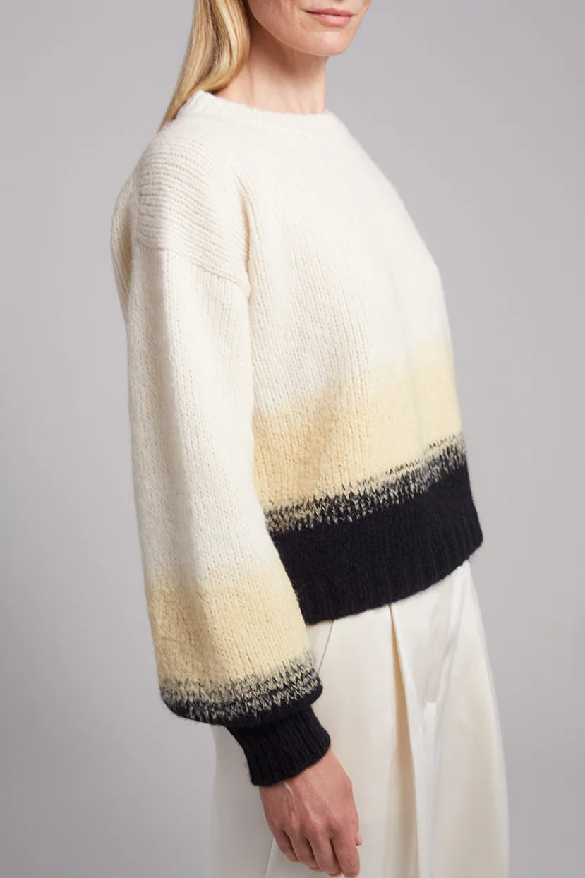 Sonia Color-Block Sweater - Ivory/Butter/Black
