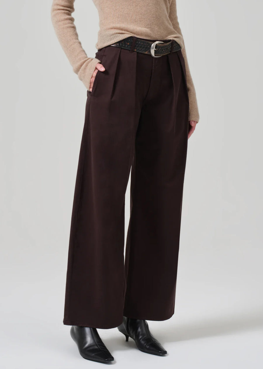 Cara Cropped Pleated Trouser - Clove