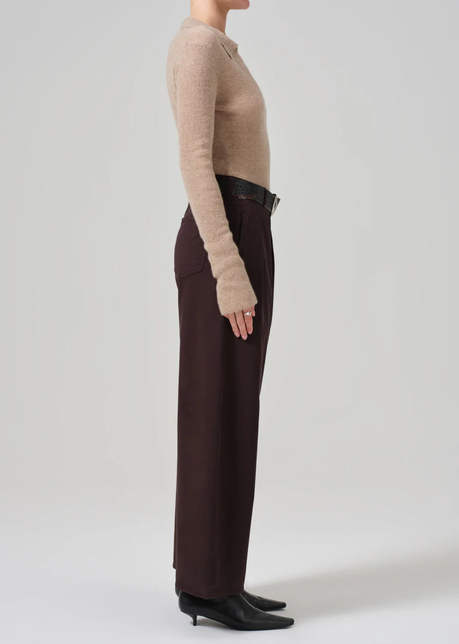 Cara Cropped Pleated Trouser - Clove