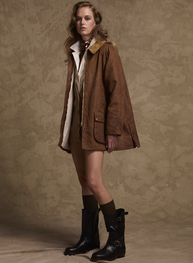 Floriane Waxed Cotton Jacket - Brown