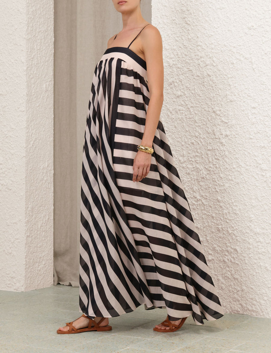 Maxine Stripe Maxi Dress - Black/Cream