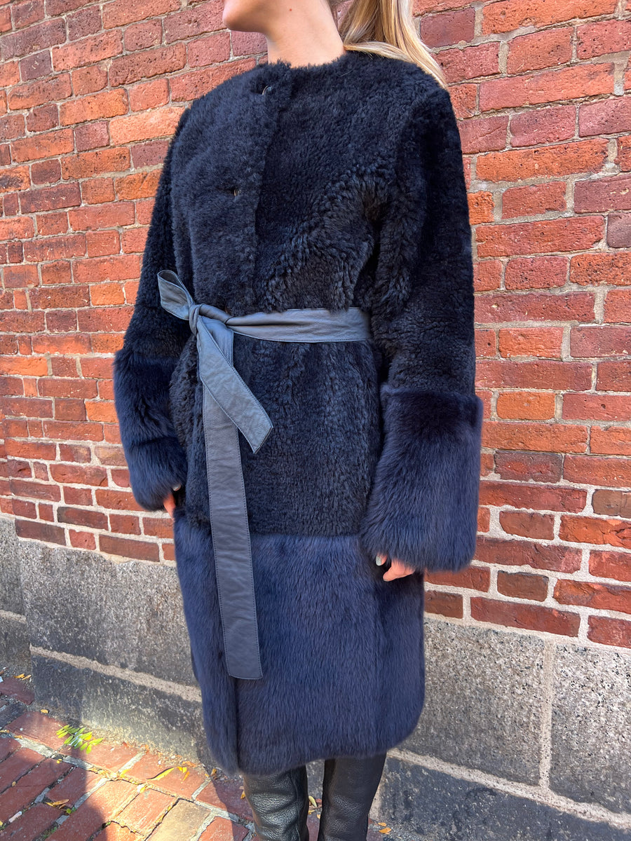 Tina Coat Shearling Combo - Dark Smoke