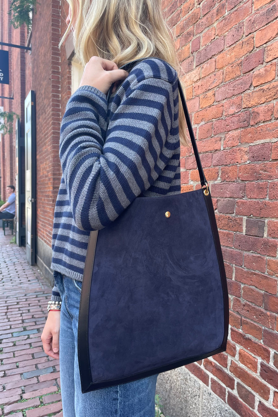 Penny Tote - Orion Blue Suede/Black