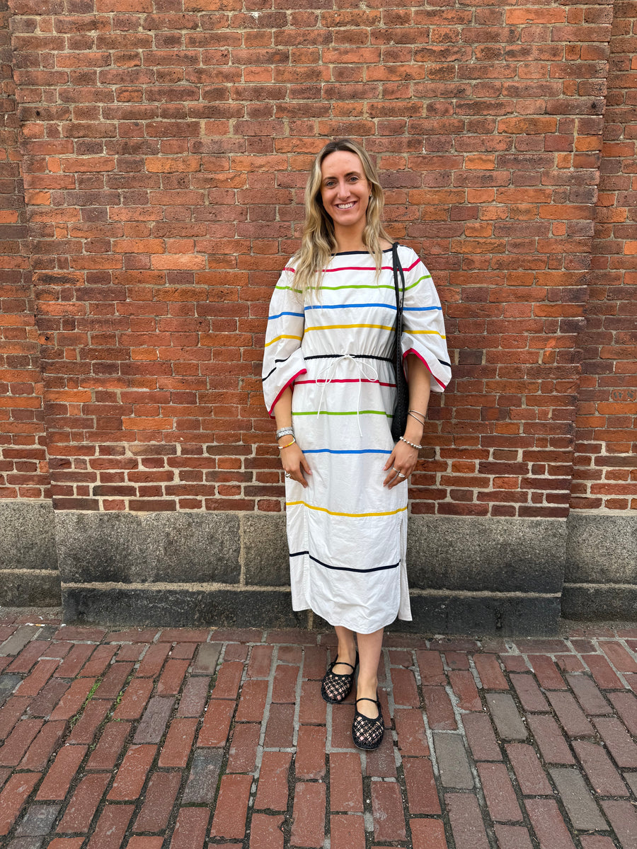 Ribbon Caftan Dress - White