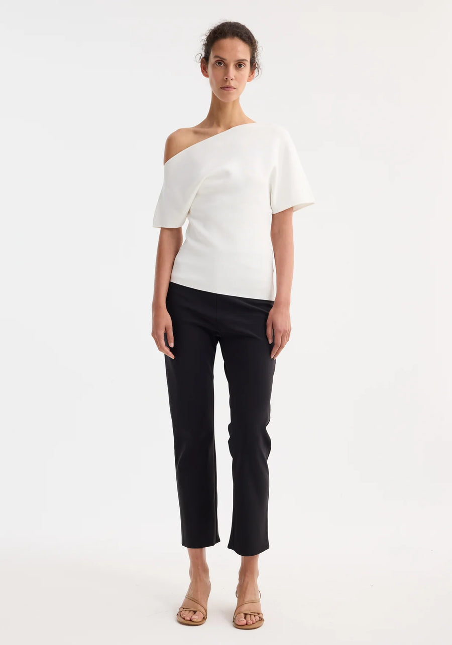Asymmetrical Punto Milano Knitted Top - Off-White