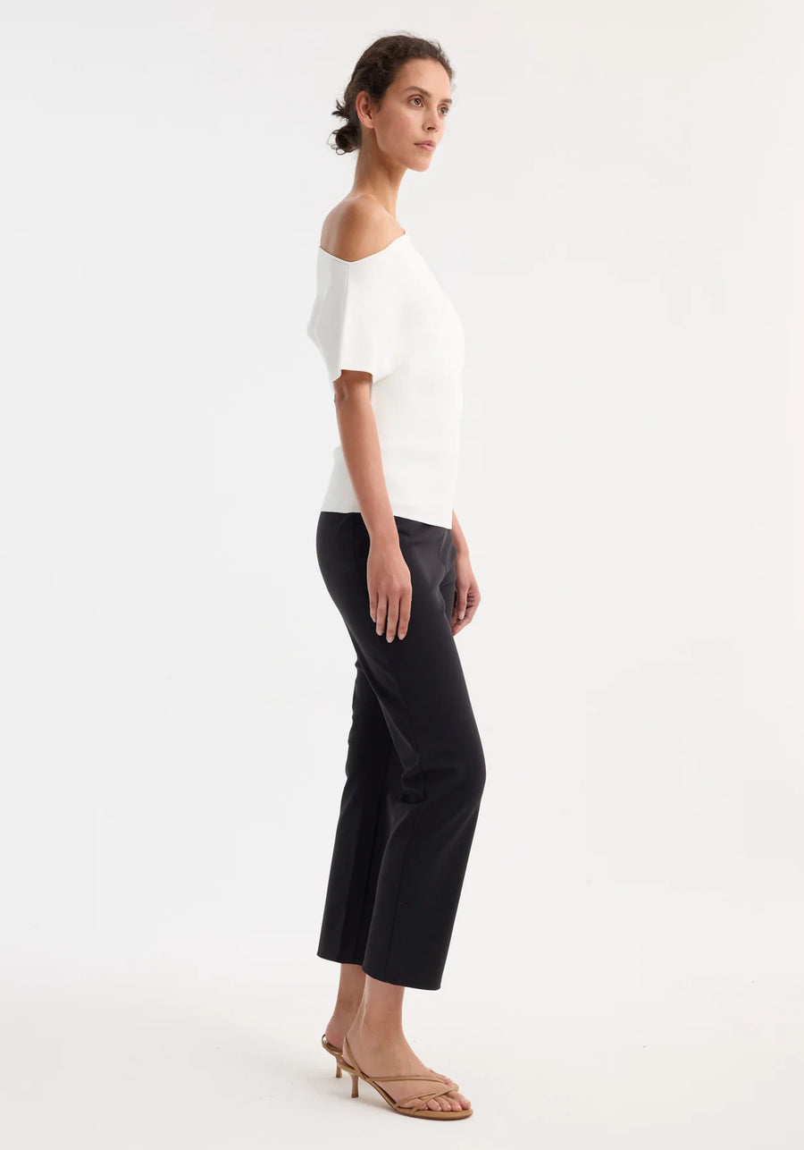 Asymmetrical Punto Milano Knitted Top - Off-White
