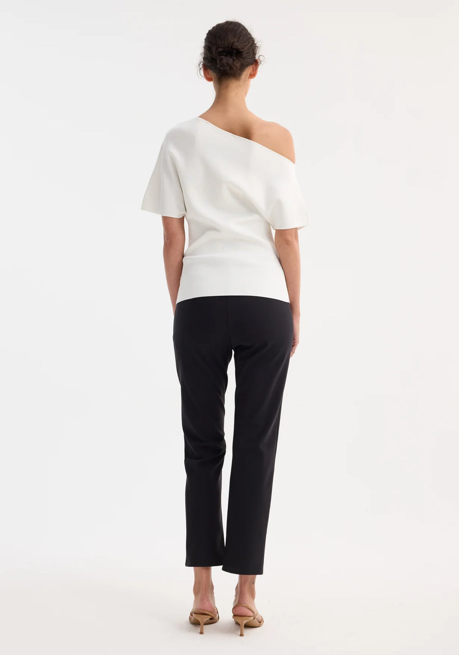 Asymmetrical Punto Milano Knitted Top - Off-White