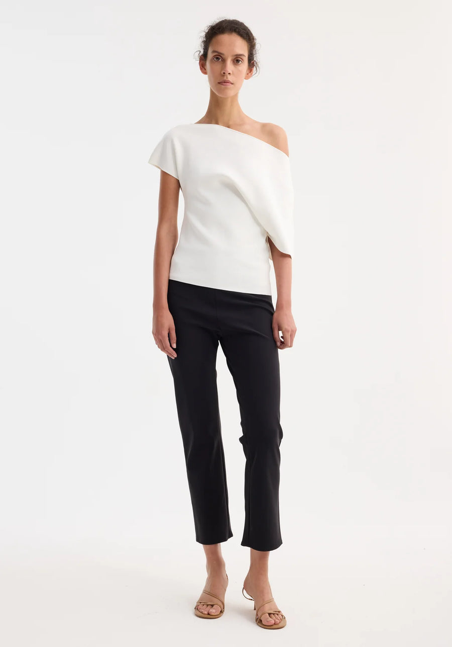 Asymmetrical Punto Milano Knitted Top - Off-White