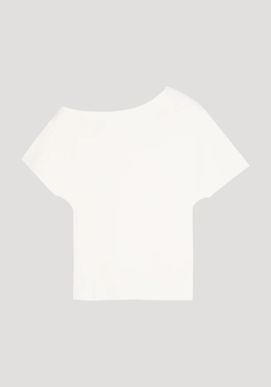 Asymmetrical Punto Milano Knitted Top - Off-White