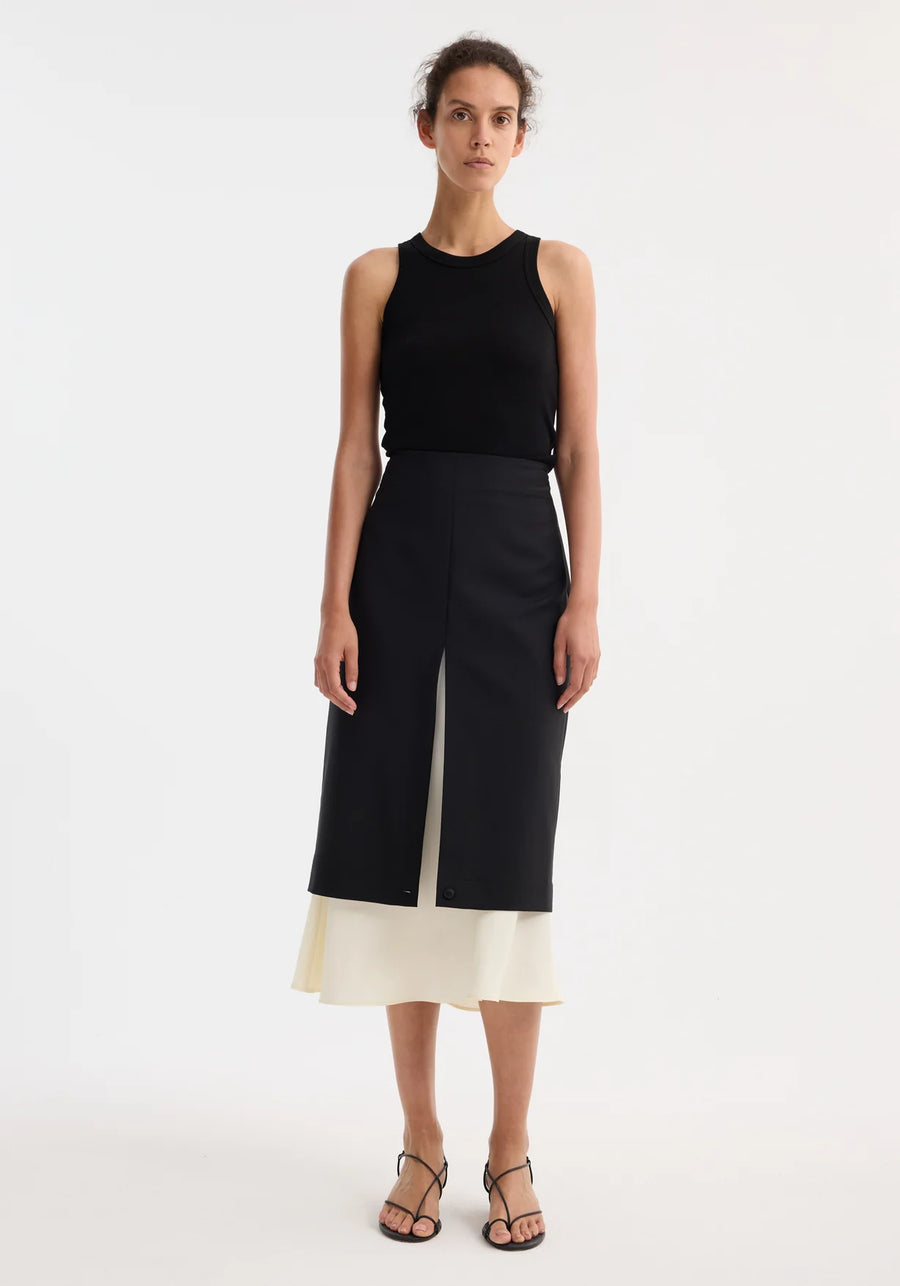 Contrast Upside-Down Skirt - Black