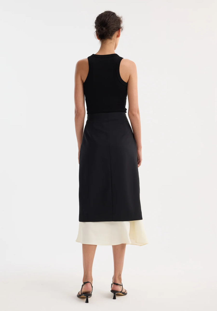 Contrast Upside-Down Skirt - Black