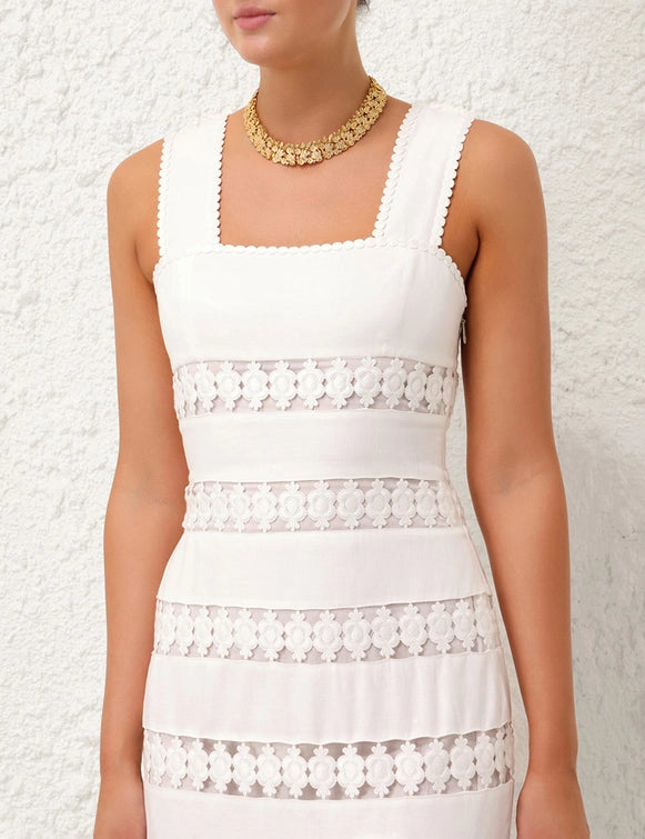 Pop Trimmed Midi Dress - Ivory