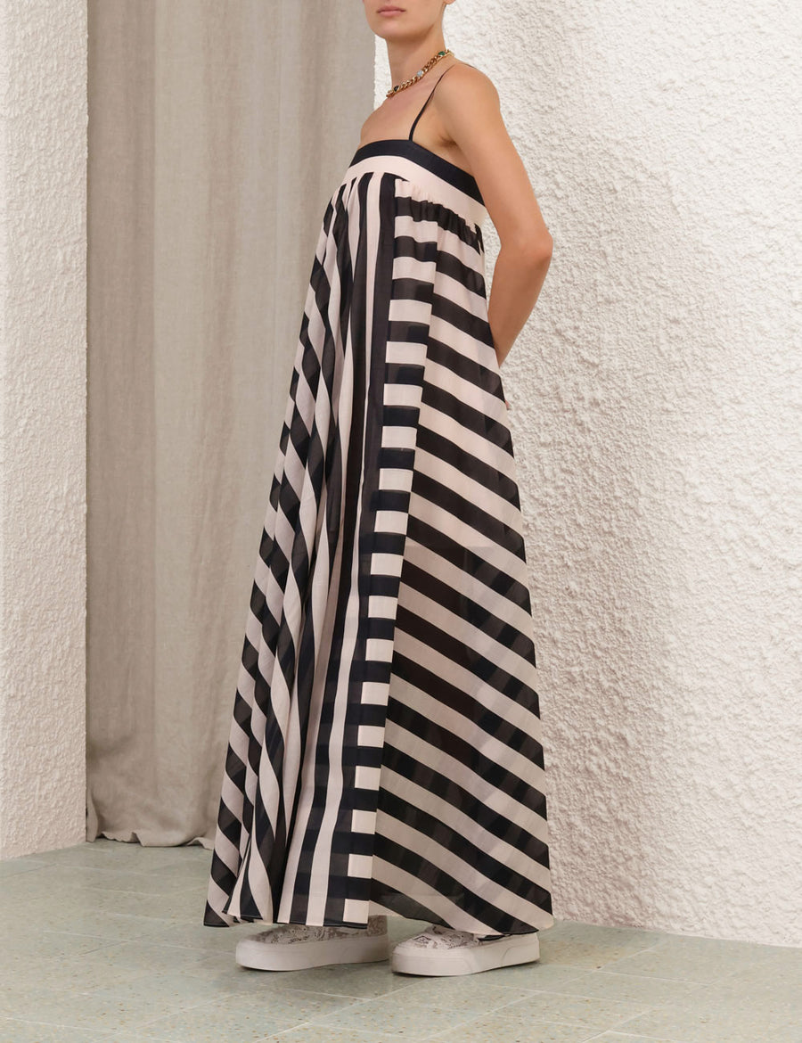 Maxine Stripe Maxi Dress - Black/Cream