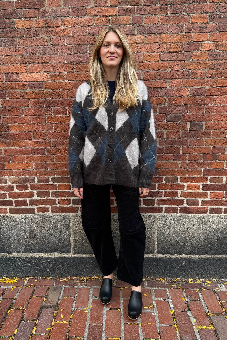 Elaria Cardigan - Wood Argyle Brushed