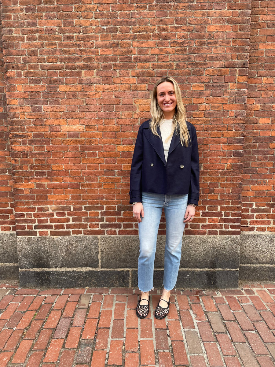 Cropped Peacoat - Navy Blue