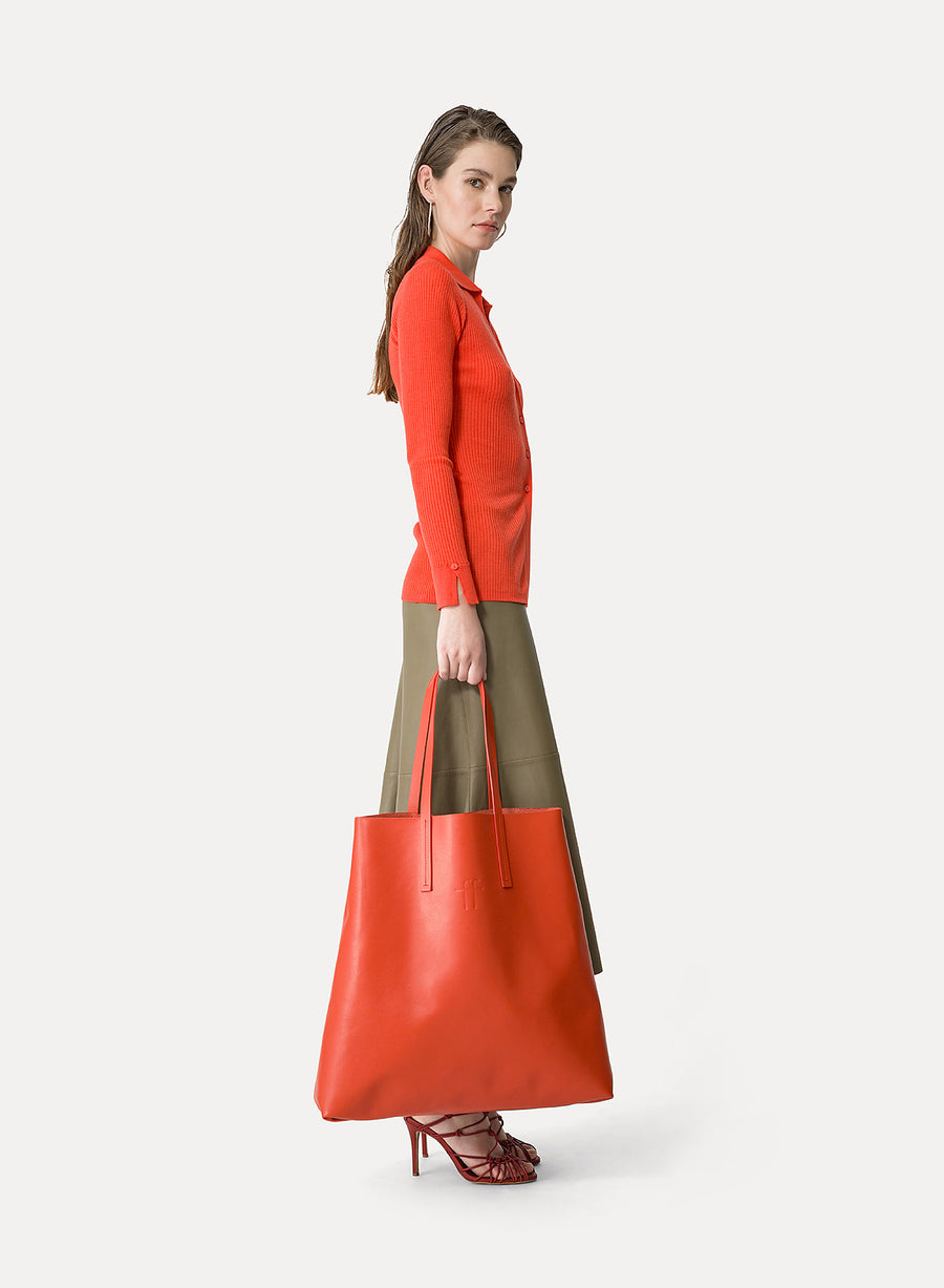 9981F_My Bag - Big Leather Shopper Bag - Orange