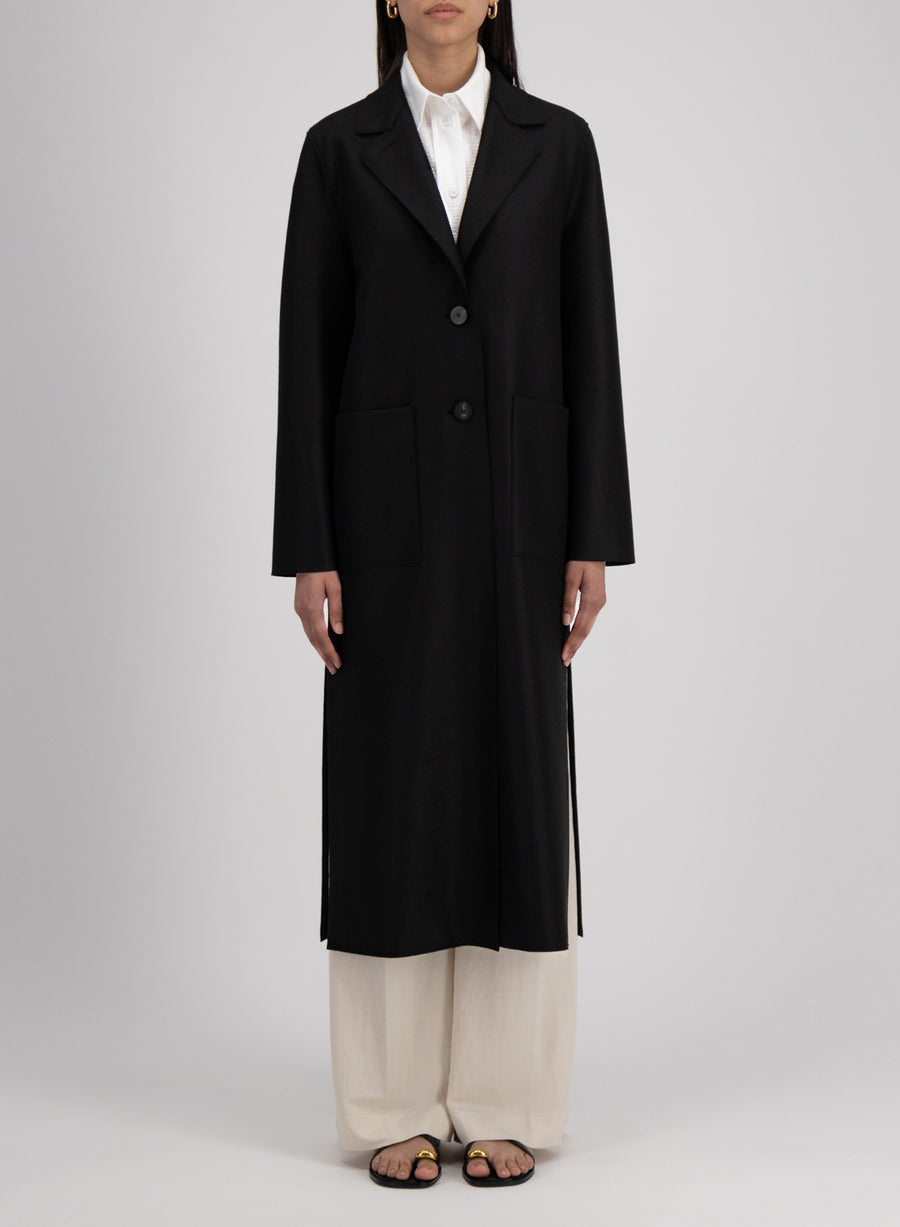 Long Boxy Coat - Black