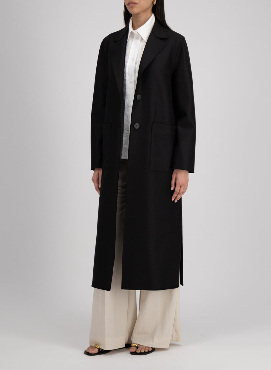 Long Boxy Coat - Black