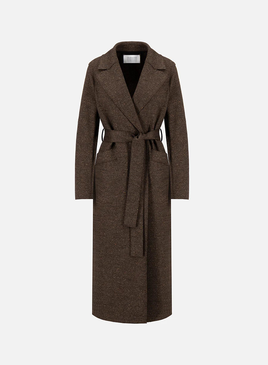 Long Maxi Coat Donegal - Dark Brown