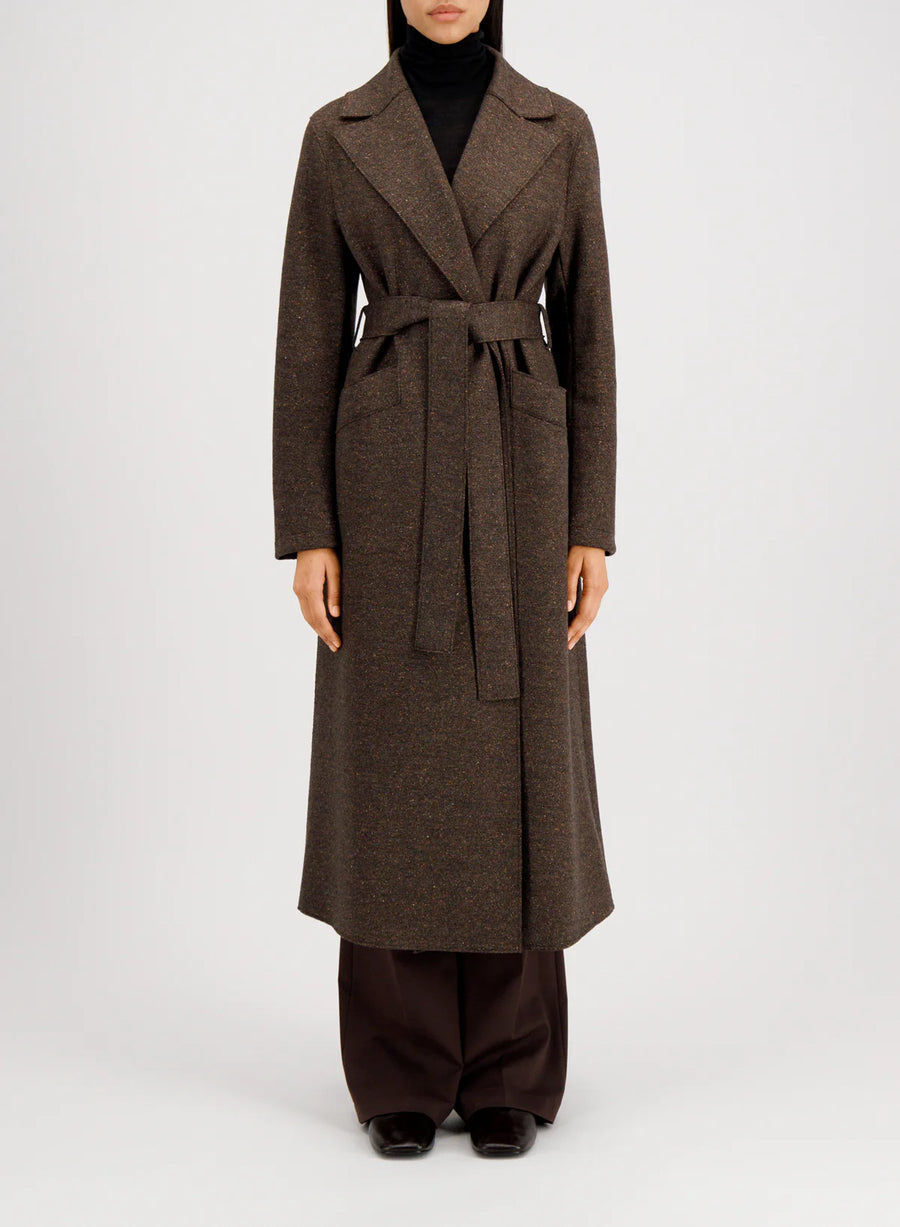 Long Maxi Coat Donegal - Dark Brown