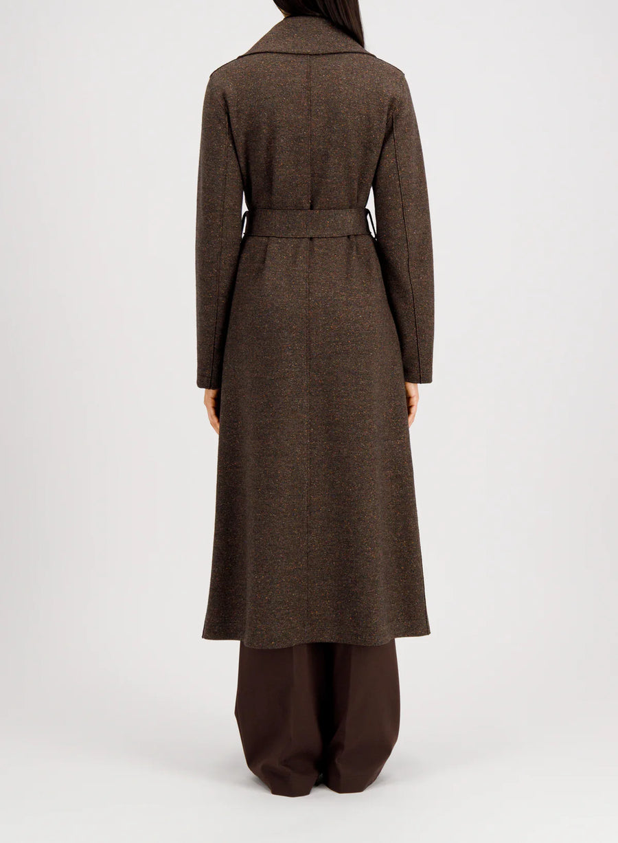 Long Maxi Coat Donegal - Dark Brown