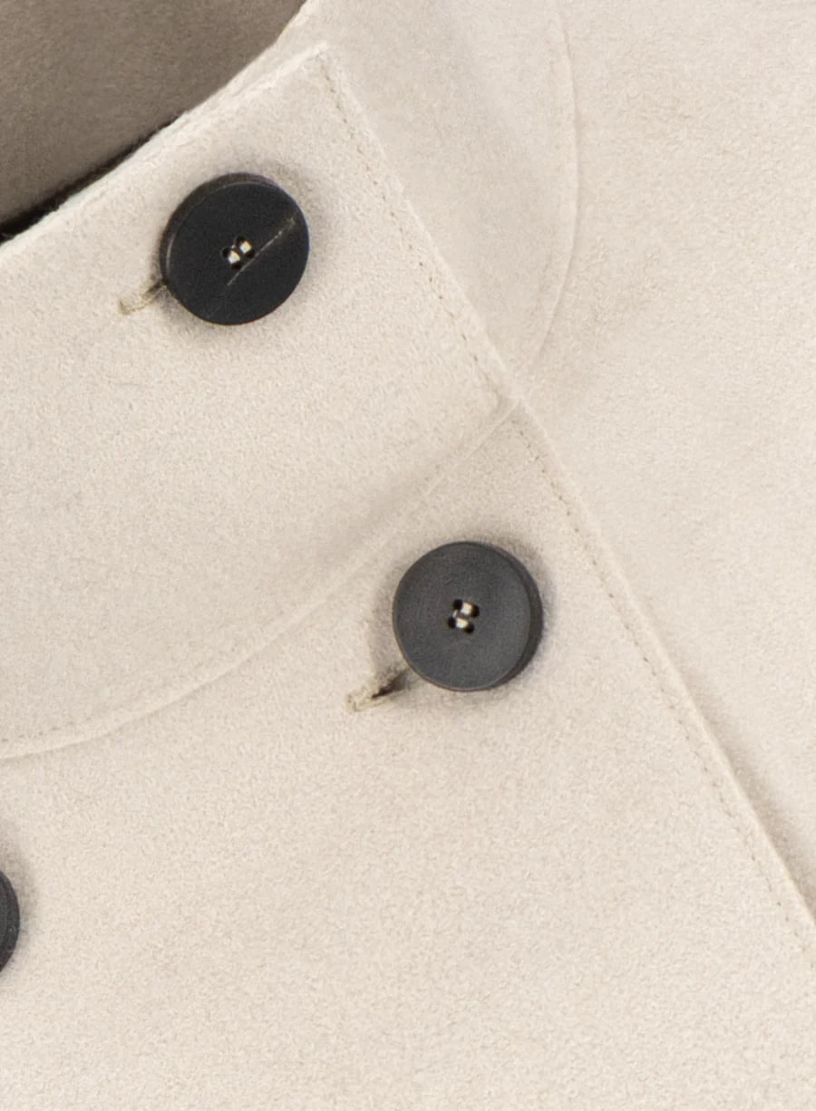 Cropped Funnel Jacket Pressed Wool - Almond