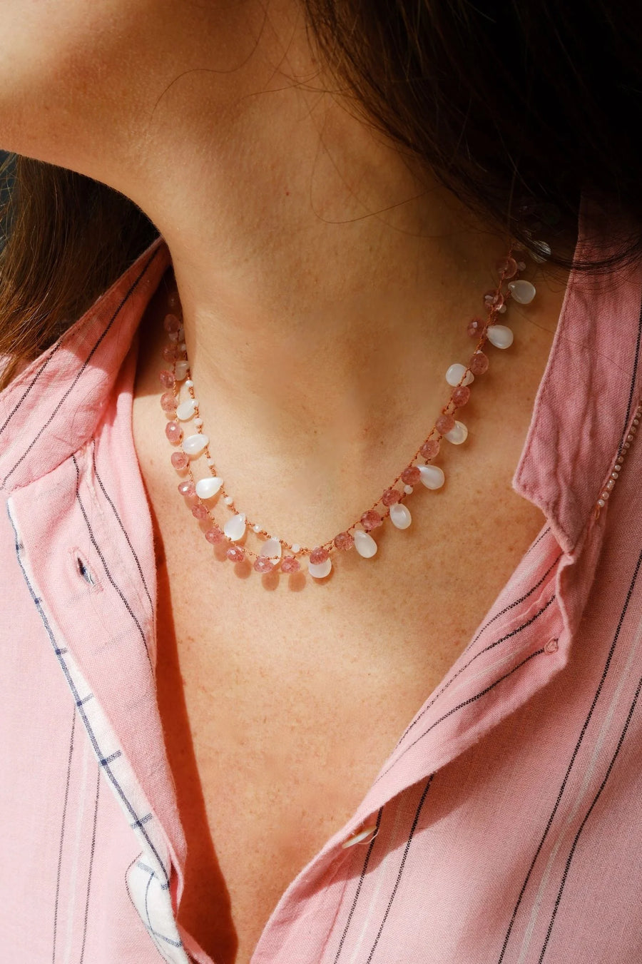 Alcyona Drops & Beads Necklace - White Moonstone