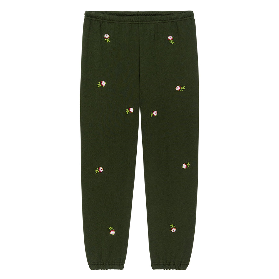 The Stadium Sweatpants - Woodland Green w/ Roses
